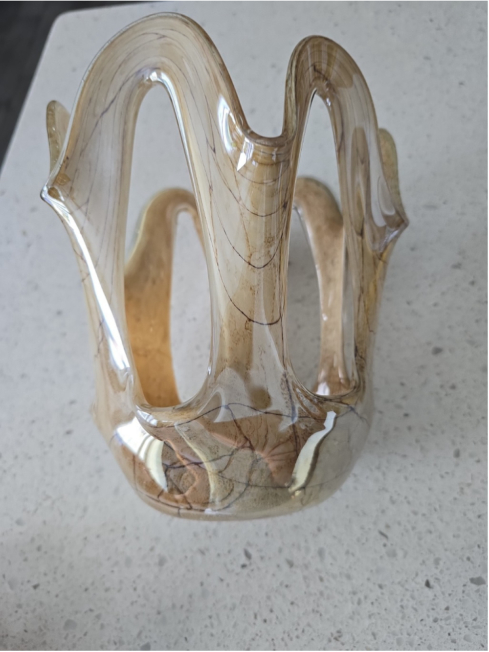 Vintage Jozefina Krosno Handkerchief Hand Blown Art Glass Decorative Vase